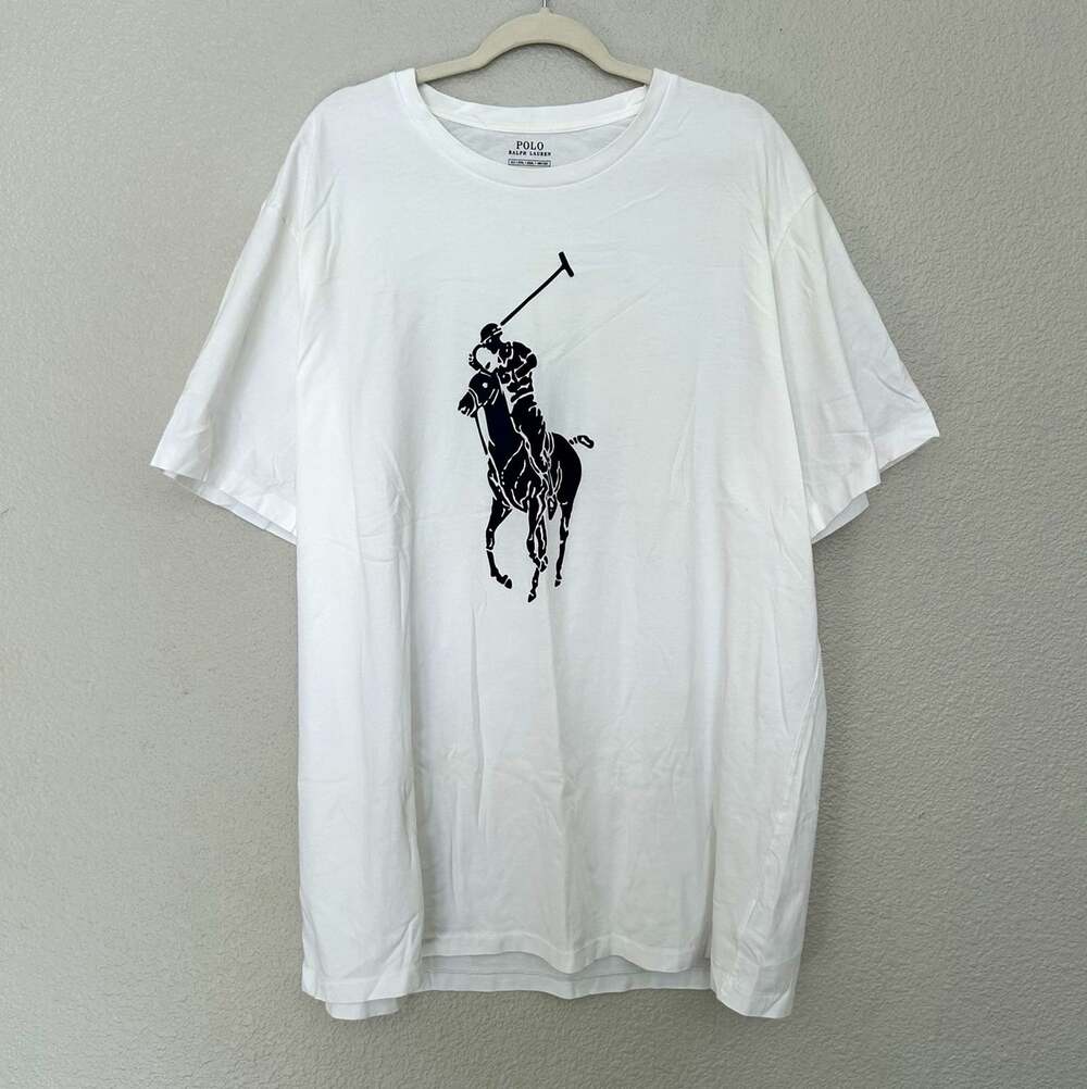 Polo Ralph Lauren Big Pony Polo Player Logo Tee White Men's Big & Tall 2LT
